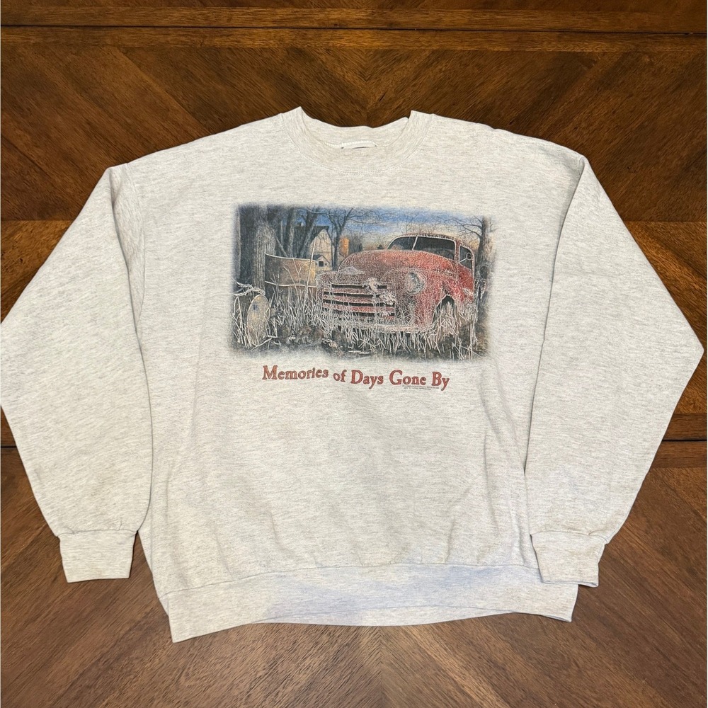 Vintage Lee Sweatshirt XL Gray Memories of Days Gone By Red Truck Made in USA